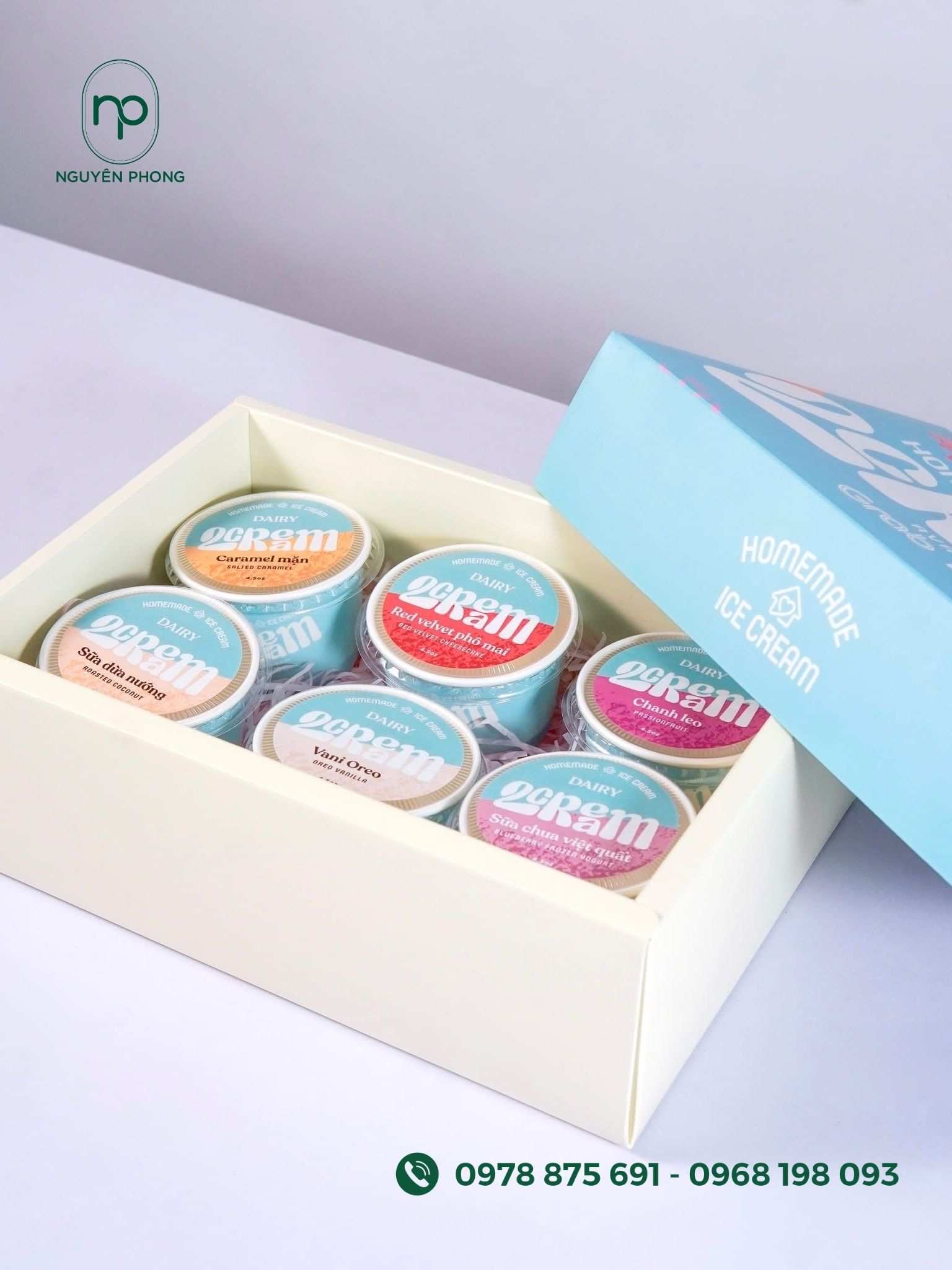 Hộp carton nắp rời đựng sữa chua